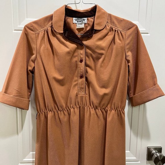 Vintage Camel 3/4 Length Sleeve Dress - Picture 3 of 4